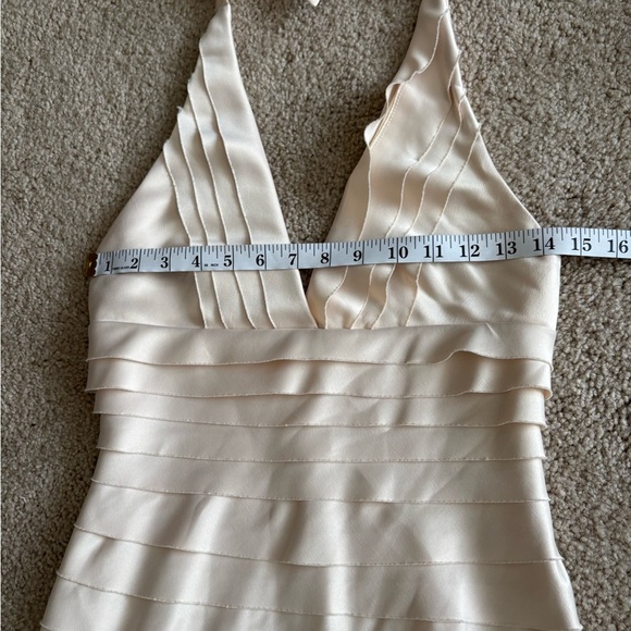 Forever 21 Vintage Y2K 2000s Champagne Statin Tiered Haulter Dres Size Small - Picture 9 of 15